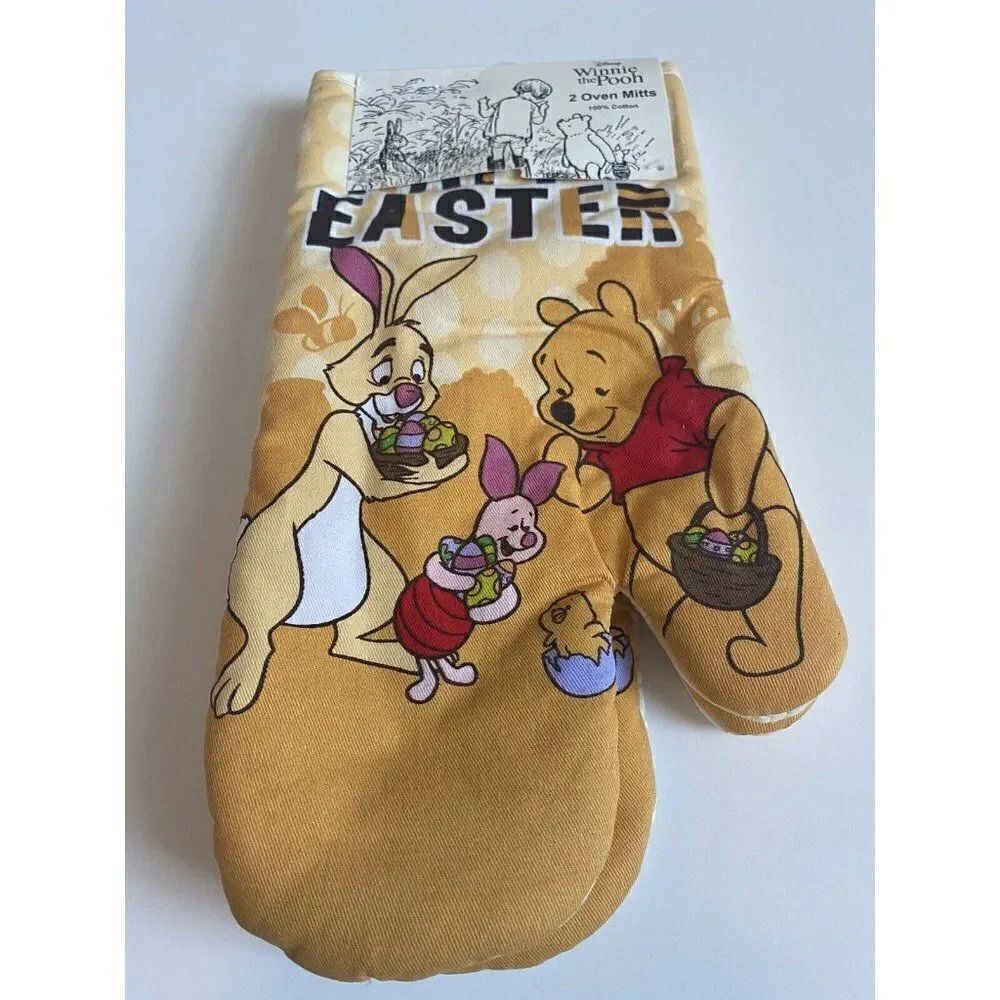 Winnie the Pooh Easter Oven Mitts Piglet Rabbit Set of 2 Large Oven Mitts NWT